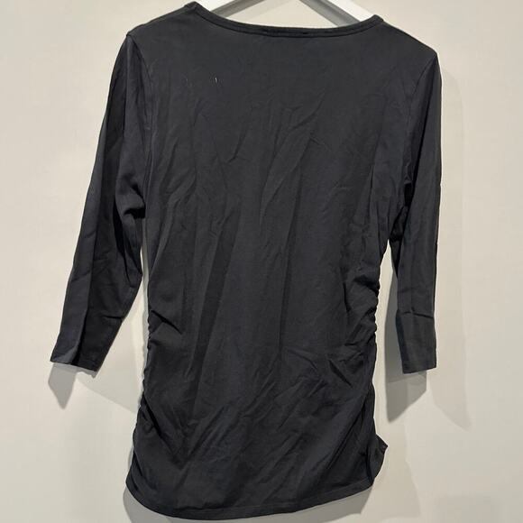 Michael Kors Size XL Gray Scoop Neck Stretch Side Zip Logo Work Office Blouse - Picture 2 of 8